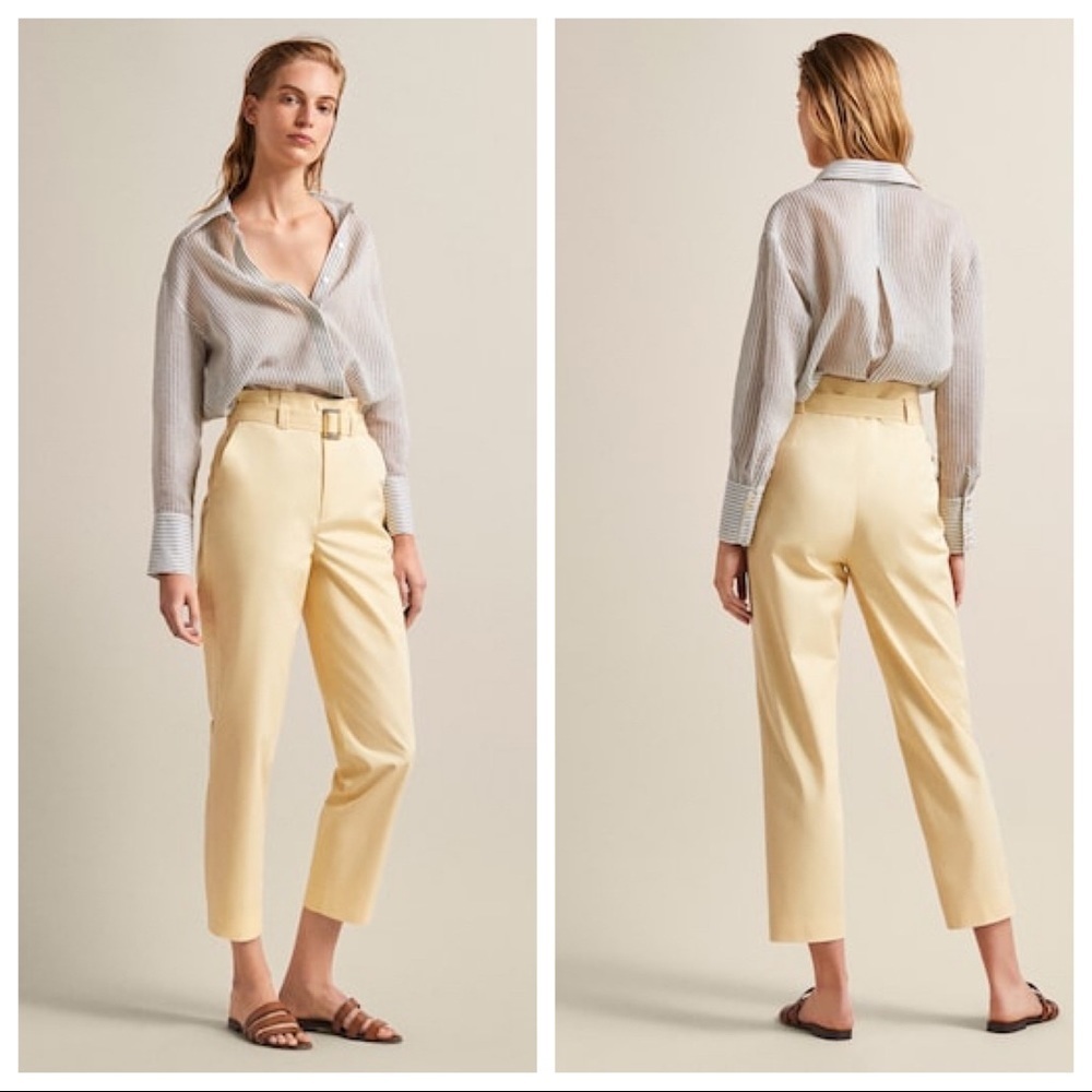 NWT. Massimo Dutti Belted Paperbag Trousers Size 2